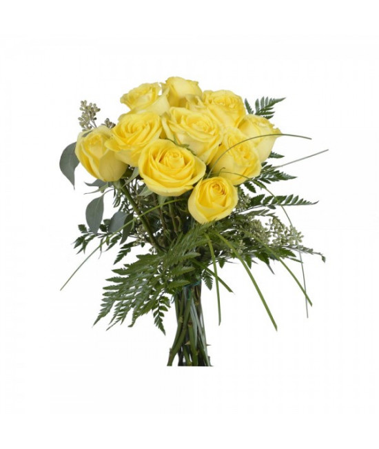 Yellow roses by the dozen